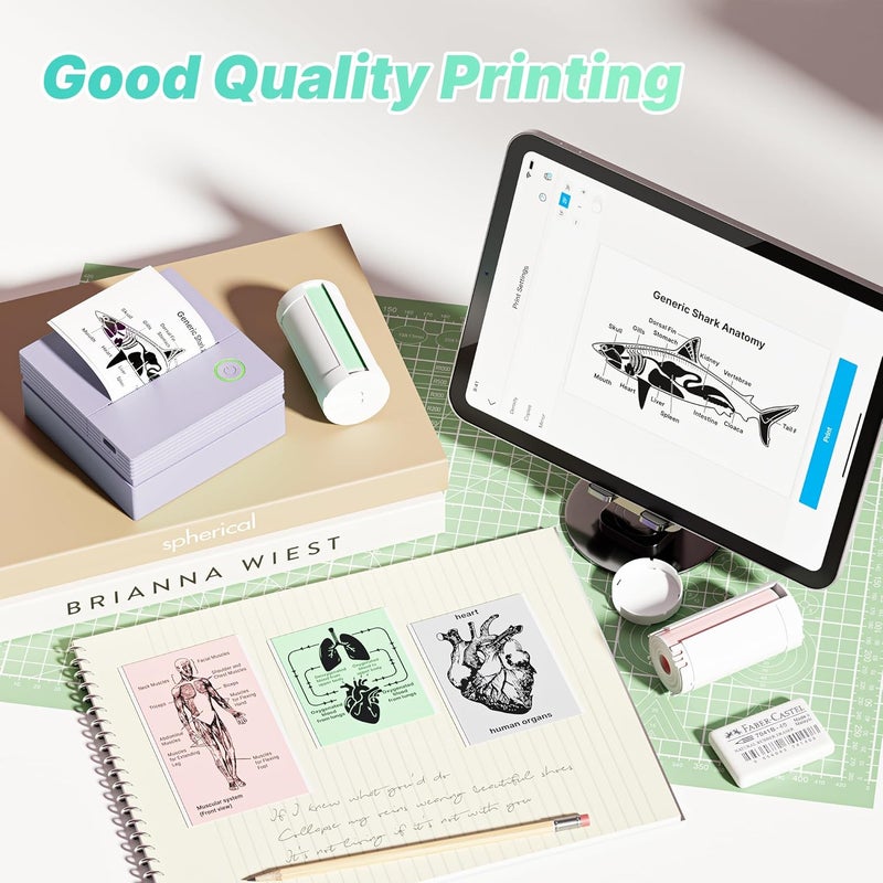 TYPONOS Sticker Printer, PM290 Mini Printer, Bluetooth Sticker Maker Machine with 3 Rolls Paper, Portable Print Pod for Study Notes, Journal, Lists, Pictures, DIY Gifts for School Office Home, Purple - Image 5